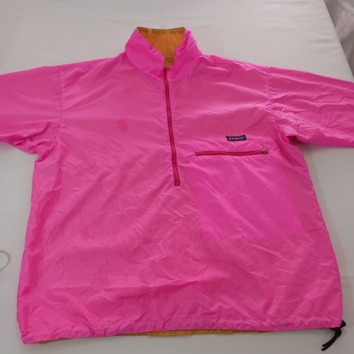 Pullover cortavientos reversible Patagonia de colección para hombre grande amarillo rosa 1/2 cremallera a presión - Imagen 14 de 24