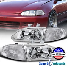 Fits 1992-1995 Honda Civic Coupe 2D 3D Hatchback Head Lights+Turn Signal Lamps