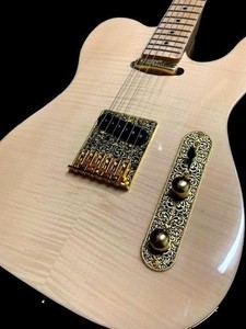 NEW TL 6 STRING CANADIAN MAPLE FLAMED ELECTRIC GUITAR + ENGRAVED GOLD HARDWARE