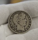 1913 S US Barber Silver Half 50c VG (Cleaned)