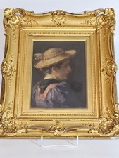 Tyrolean girl Emma von Müller noble von Seehof born 1859 oil/wood gold stucco frame