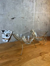 Gay Fad Horace Donkey & Cart Chip Dip Set – 1950s Mid-Century Glass