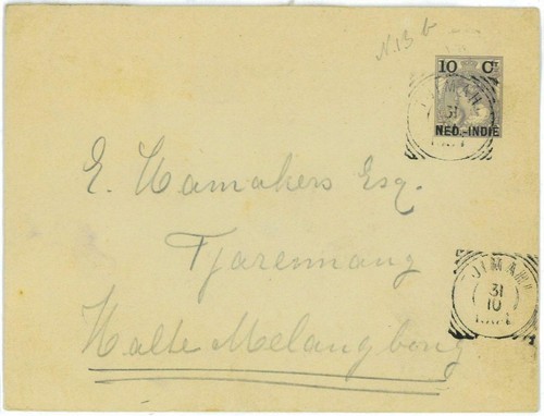 93525 - DUTCH INDIES - POSTAL HISTORY: STATIONERY COVER # 18 from TJIMAH 1902I - 第 1/1 張圖片