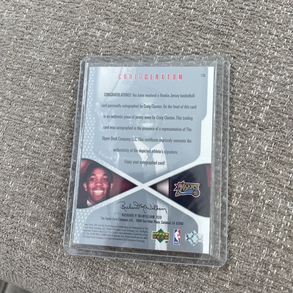 Craig Speedy Claxton 2000-01 SPX Rookie Autograph Jersey 1391/2500 - Image 2 of 2