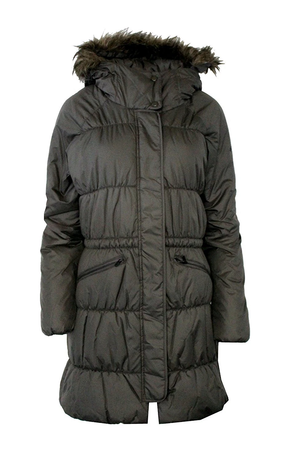 NWT Columbia L LG SPARKS LAKE LONG Insulated Women's Jacket Fur Hood GREY $220