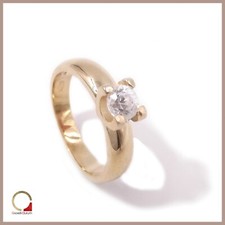 Women's Solitaire Ring In Gold-Plated Silver Handmade For Engagement