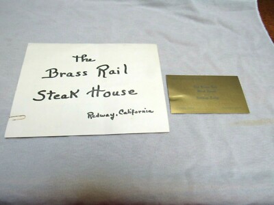 Vintage Menu Postcard & Business Card The Brass Rail Steak House Redway, CA