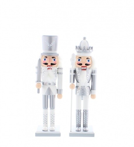 Festive 30cm Nutcracker Silver and white P035545 **Please Read Description**