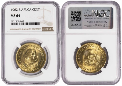 i-650623 South Africa 1 Cent 1962. NGC MS 64