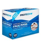 Protech+ Personal Protective Face Mask 100 Pack 3 Layers of Protection