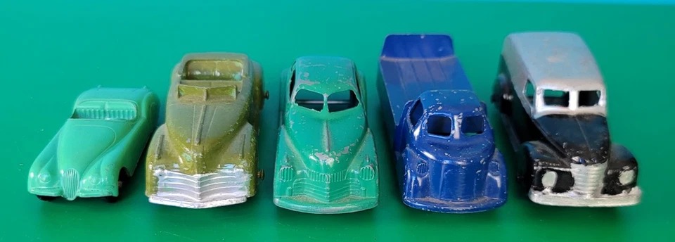 S01 Lote de 5 Coches de Metal De Colección Algunos Marcados Tootsietoy Jaguar Camión de Bebidas Foto 2 de 4