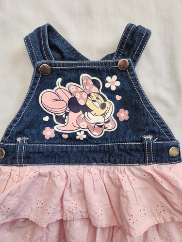 Disney Baby 3-6 Months Denim Minnie Mouse Adjustable Overall Bib Dress - Picture 2 of 9
