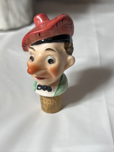 Vintage Decanter Redware Scotland Scotch Cork Man Head - Picture 10 of 11