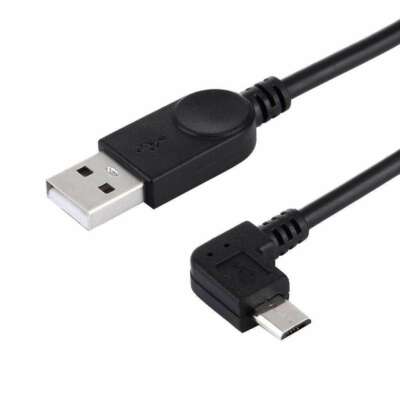28cm 90 Degree Angle Left Micro USB to USB Data / Charging Cable - Black