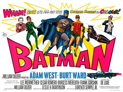 ''BATMAN'' (1966) rare British quad 30''x40'' movie poster based on the TV show!