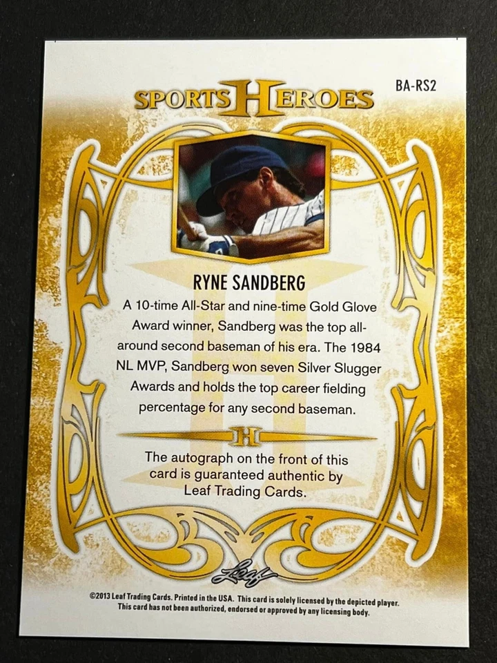 2013 Leaf Sports Heroes PROOF MISSING AUTOGRAPH Ryne Sandberg Cubs - Image 2 of 2