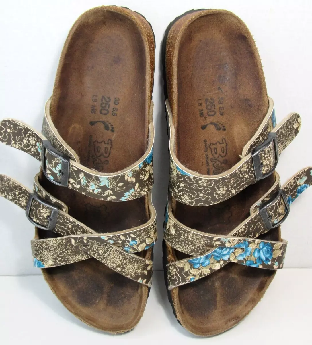 Vtg Birkis Birkenstock Womens 8.5 Leather Buckle Strap Sandals