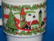 VINTAGE JAPAN CHURCH VILLAGE HOT COCOA COFFEE CHRISTMAS MUG 