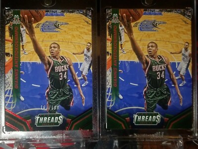 GIANNIS ANTETOKOUNMPO (2l)PANINI THREADS CENTURY PROOF RUBY/RED #/199 NON-AUTO$