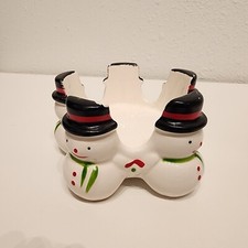 Vintage Christmas Snowman Candle Holder Made In Taiwan Frosty Collectible