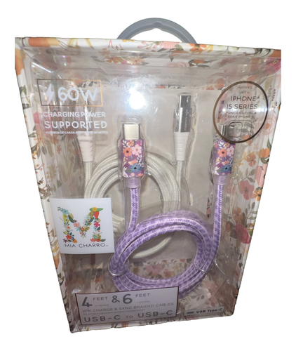 MIA CHARRO 2 Pk Charge& SYNC BRAIDED CABLES 4Ft & 6FT - 第 1/3 張圖片