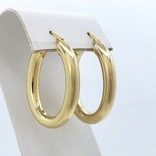18k Gold Vermeil Sterling Silver Tubular Oval Hoop Earrings New