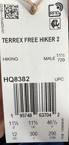 Adidas TERREX Terrex Free Hiker 2 GTX Gore-Tex Waterproof Men US 12 - Picture 5 of 5