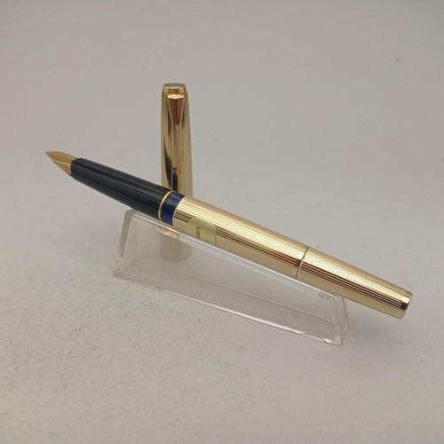 PELIKAN M60 ROLLED GOLD PISTON FOUNTAIN PEN 18K F NIB VTG 70S UNIQUE RARE NOS - Picture 3 of 16