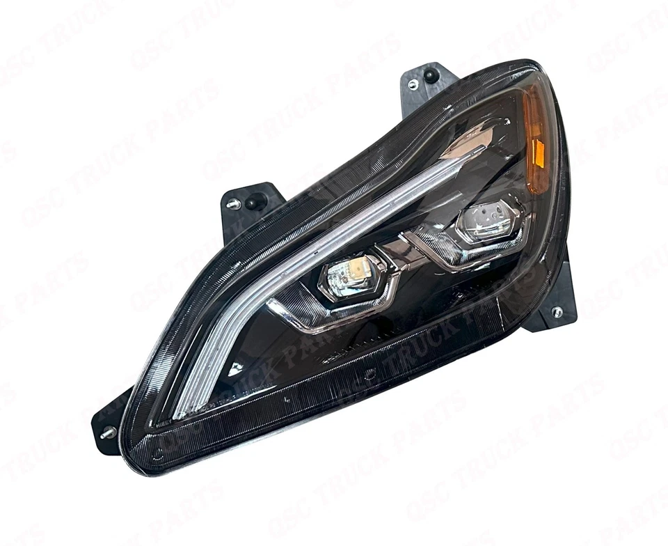Par de conjuntos de faros QSC Full LED negros para Kenworth T680 2022+ Next Gen Foto 2 de 4