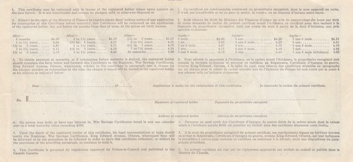 1941 Dominion of Canada War Savings Certificate #H6216593 A3 - Picture 2 of 2