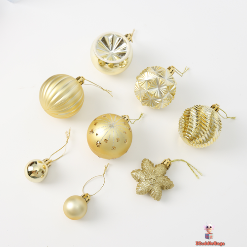 38-Piece Gold Snowflake Christmas Ball Ornament Set – Elegant Holiday Tree Decor - Picture 8 of 8