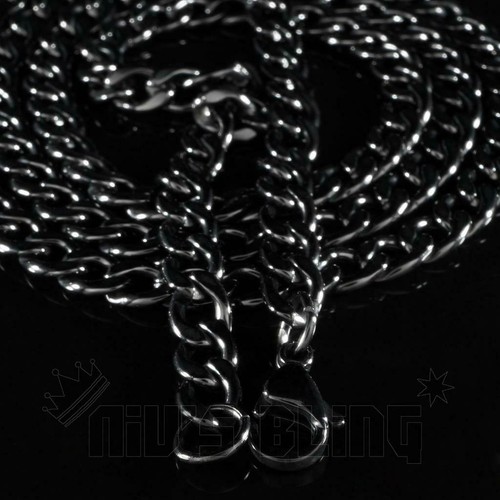 18K Premium Black Gold Plating Stainless Steel Cuban Link Chain Mens Necklace - Picture 3 of 22