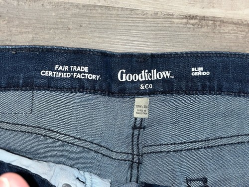 Mens Denim Pants Jeans Goodfellow 30W X 30L Jeans Fair Trade Slim Dark Wash - Picture 4 of 6