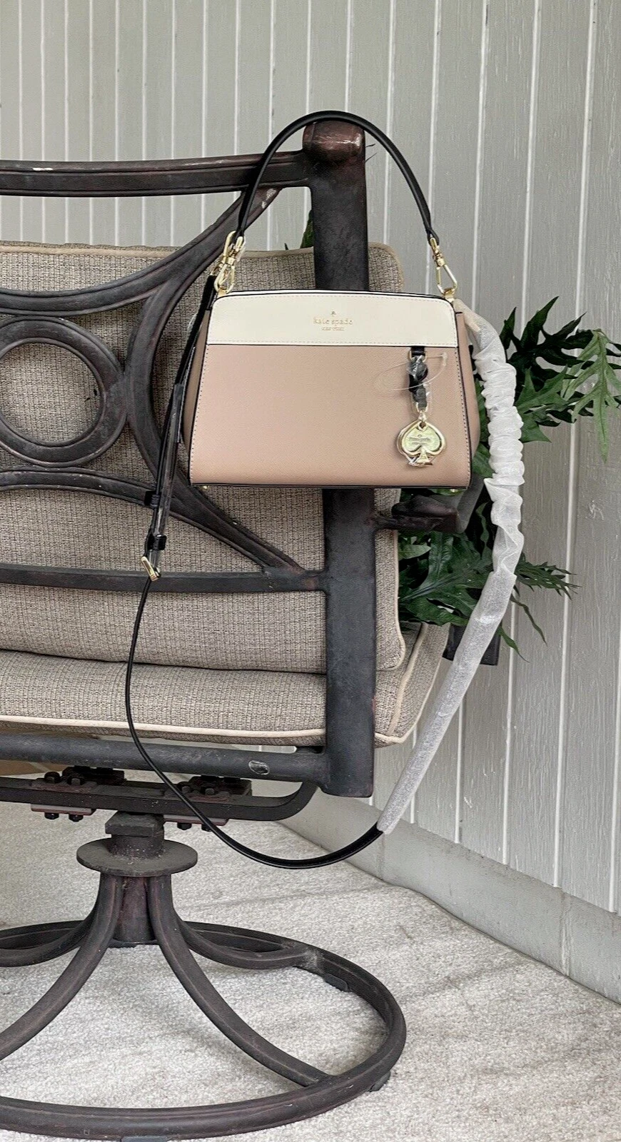 KATE SPADE MADISON PICCOLA MINI BORSA A TRACOLLA NOCCIOLA COLORBLOCK PELLE ORO NUOVA