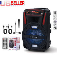 8" 1000w Wireless Bluetooth Speaker Heavy Bass Portable Party Sound System w/Mic