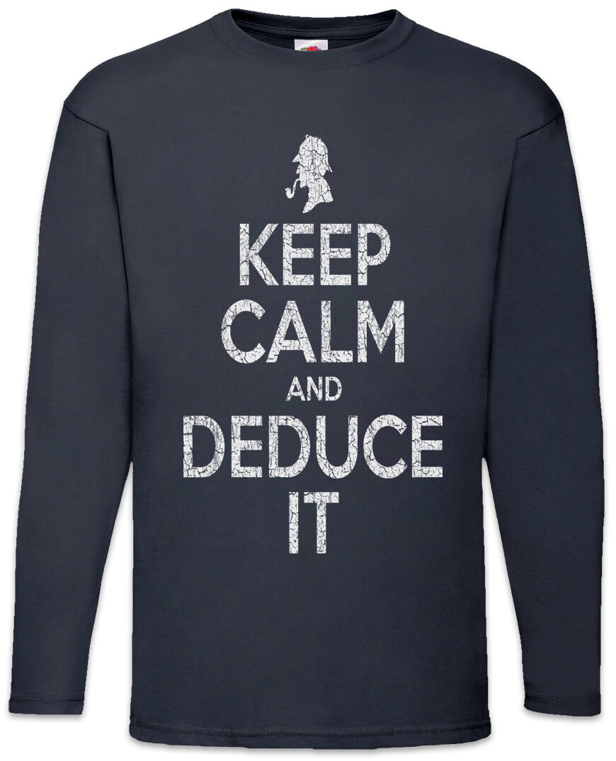 ALTRA T shirt uomo maniche lunghe Keep Calm And Deduce It Sher Fun Sherlock Holmes Watson