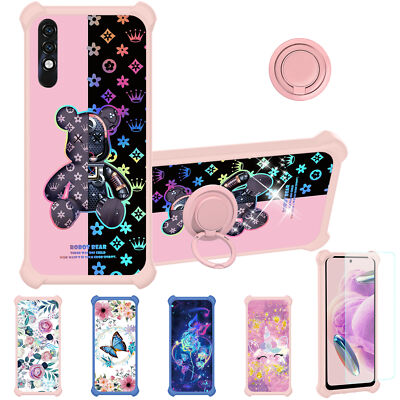 jioeuinly Xgody X60 Plus 6.5 - Funda compatible con Xgody X60 Plus 6.5 con protector de pantalla de vidrio templado, policarbonato duro + silicona suave, soporte de anillo, efecto luminoso, YGH-GQ