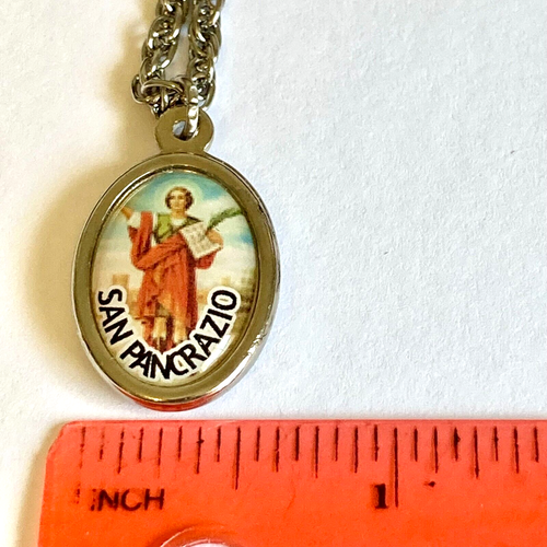 Vintage St San Pancrazio Vatican City Necklace Catholic Silver Plated 24" Italy - Picture 8 of 9