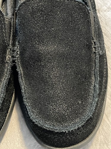 CROCS Black Walu Canvas Loafer S 8W Faux Suede Sparkly, Shimmer, Wet Look   - Picture 7 of 7