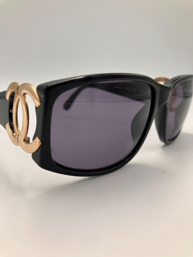 CHANEL COCO Logos 02461 94305 Sunglasses Black Gold Excellnet