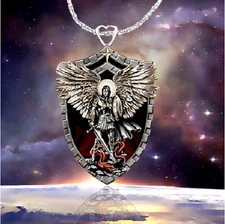 ST MICHAEL ANGEL Pendant On 925 Sterling Silver 22" necklace Gold Medal Awarded