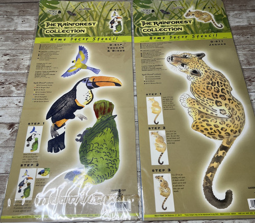 VTG Plaid Stencil Decor Elements for Rainforest Mural - Cheetah & Birds *READ*