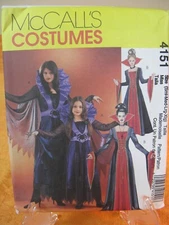 McCALL'S 4151 COSTUMES PATTERN HALLOWEEN, VAMPIRESS, GOTHIC, WITCH. KIDS-ADULT