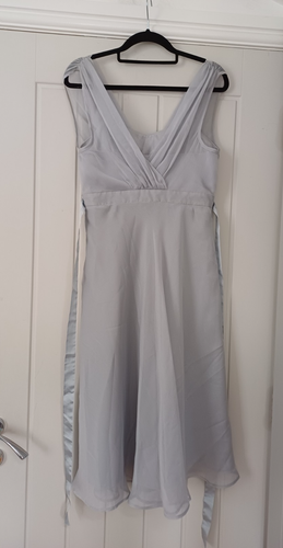 DEBUT - Size 10 Silver Grey Floaty Dress Lined Layered Bridesmaid Wedding Party - Picture 11 of 16