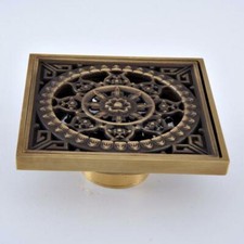 Antique Brass Waste Floor Drain Shower Square Bathroom Floor Drain Cover