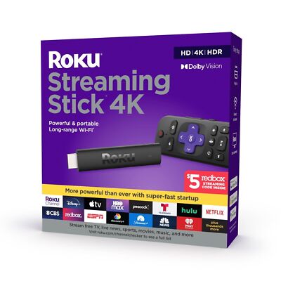 Roku Streaming Stick 4K Device 4K HDR Dolby Vision Voice Remote 3820R2 - New