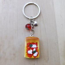 Portachiavi focaccia pizza con pomodoro in fimo fatta a mano