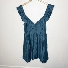 Madewell Ruffle Button Front Mini Dress Coastal Sea Lined Womens 6