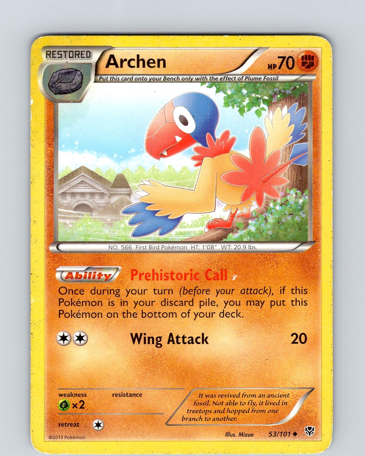 Pokemon TCG Archen B&W Plasma Blast 53/101 Regular Uncommon Card Played MP