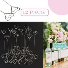 UEETEK 12pcs Heart Pattern Table Number Holders Name Holders Photo Stand Note
